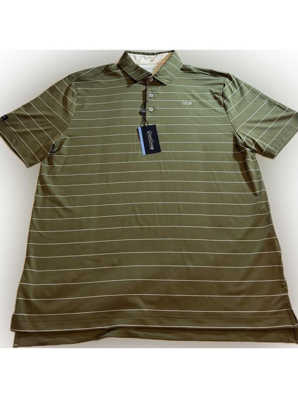 Good Good Golf Stance Stripe Polo Shirt Mens Size L Large Green NWT